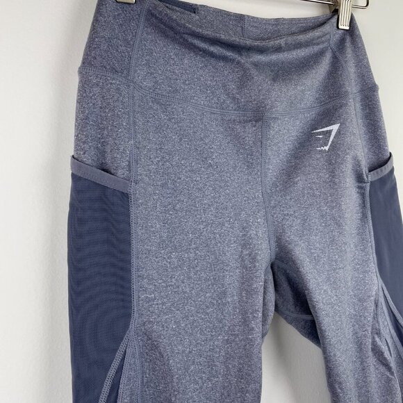 Gymshark Sleek Sculpture 2.0 Mesh Insert Leggings In Blue Steel Gray S - Picture 6 of 10
